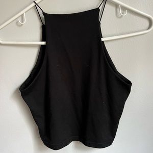 High neck black tank spaghetti strap crop top GAZE size XS - great condition